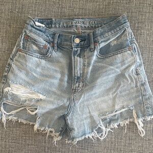 American Eagle Outfitters Women's Ripped Jean Shorts - Light Blue
